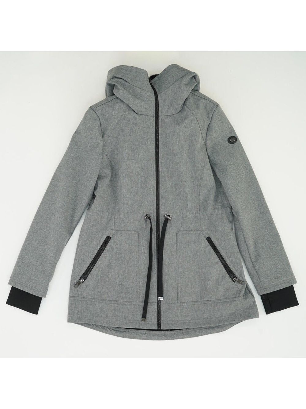 Eliza J Soft Shell Water Resistant Fleece Lined Rain Jacket Faux Fur Hood Coat
